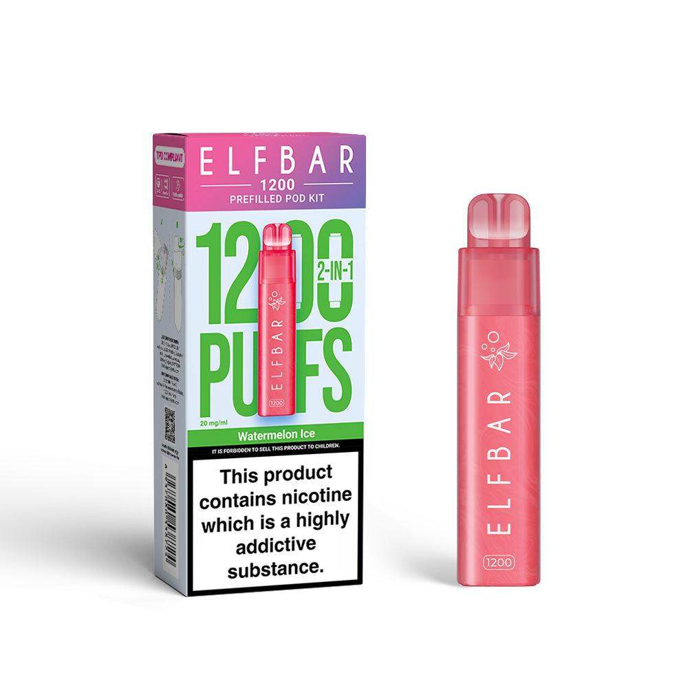 WATERMELON ICE - ELF BAR 1200 DISPOSABLE VAPE BY ELF BAR - 2% (20MG) - Vapeslough