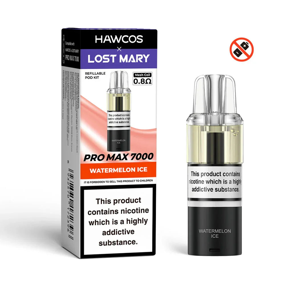 Watermelon Ice - Hawcos x Lost Mary Pro Max 7000 Prefilled Pod + Refill Container - Vapeslough