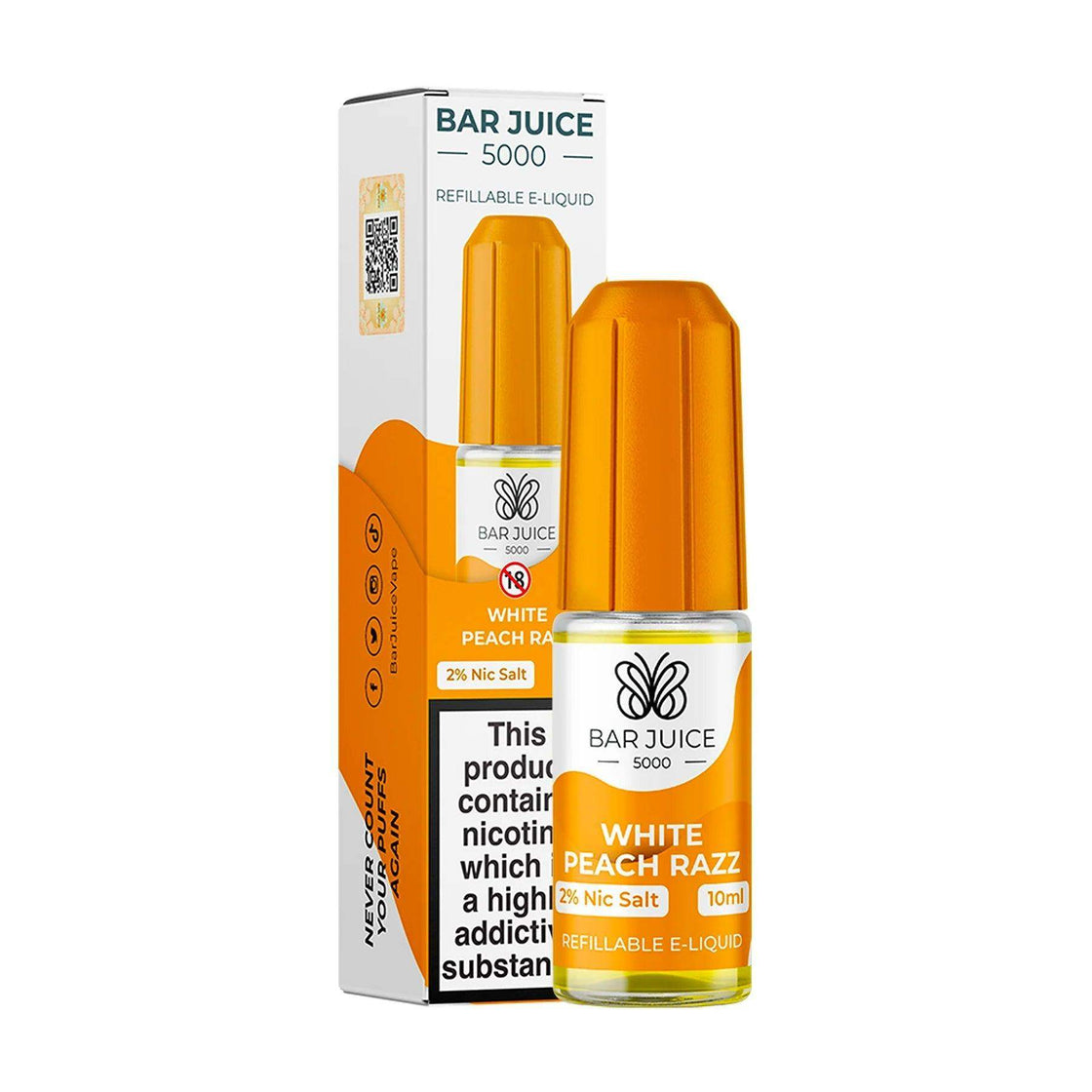 WHITE PEACH RAZZ 10ML E LIQUID NICOTINE SALT BY BAR JUICE 5000 - Vapeslough