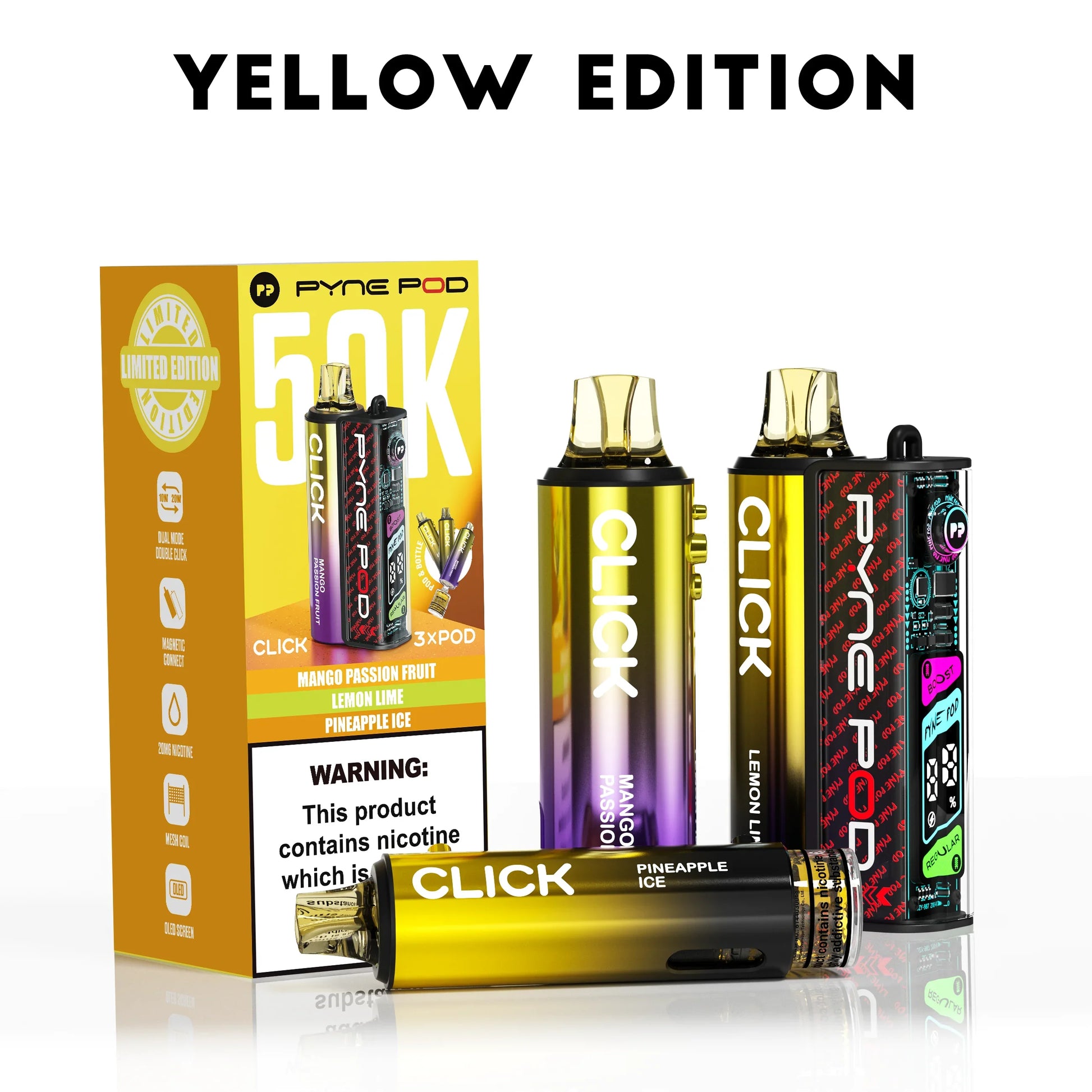 Yellow Edition - Pyne Pod Click 50K Prefilled Pod Kit - Vapeslough